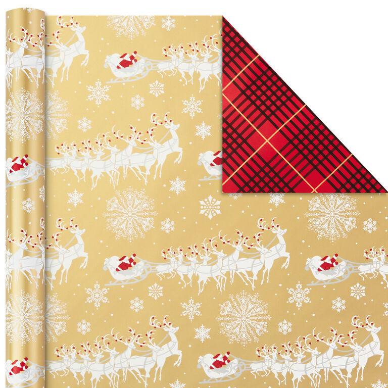Hallmark Red And Gold 3-Pack Reversible Christmas Wrapping Paper, 120 Sq. Ft.