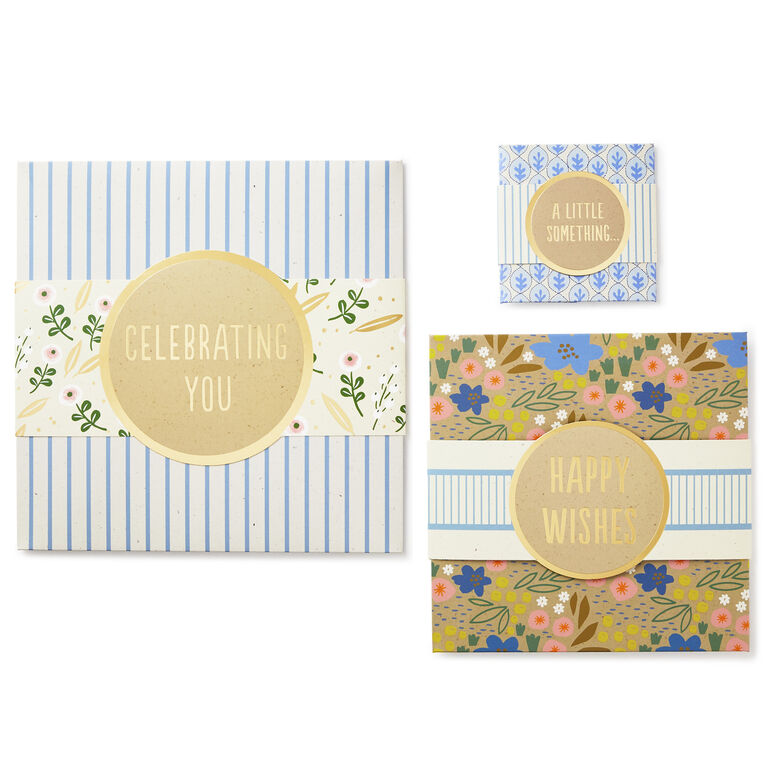 Hallmark 4", 8" And 10" Floral 3-Pack Gift Boxes With Bands