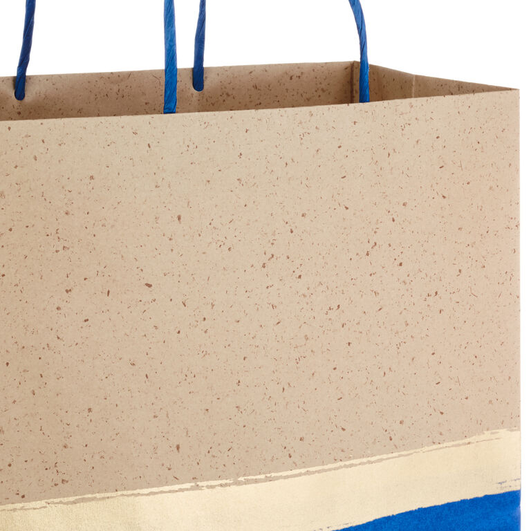 Hallmark 13" Blue And Kraft Paper 6-Pack Gift Bag