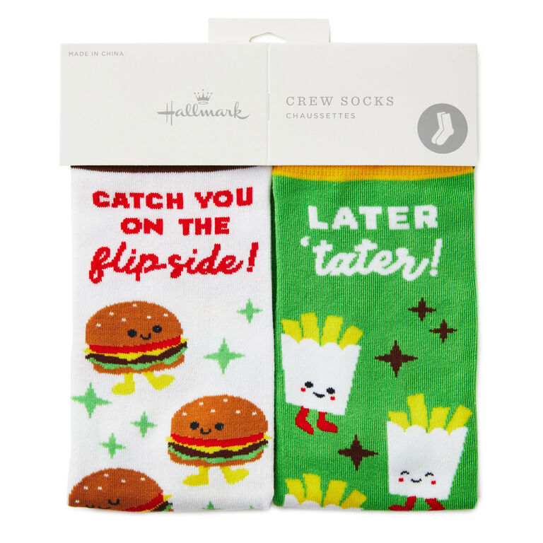 Hallmark Burger And Fries Better Together Funny Crew Socks