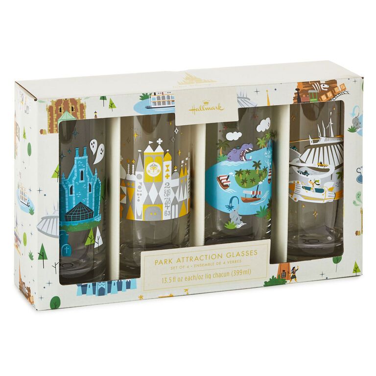 Hallmark Walt Disney World 50th Anniversary Park Attractions Glasses, Set Of 4