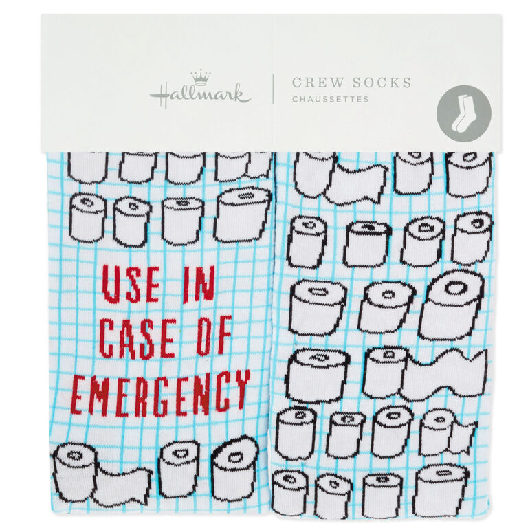 Hallmark Emergency Toilet Paper Funny Crew Socks