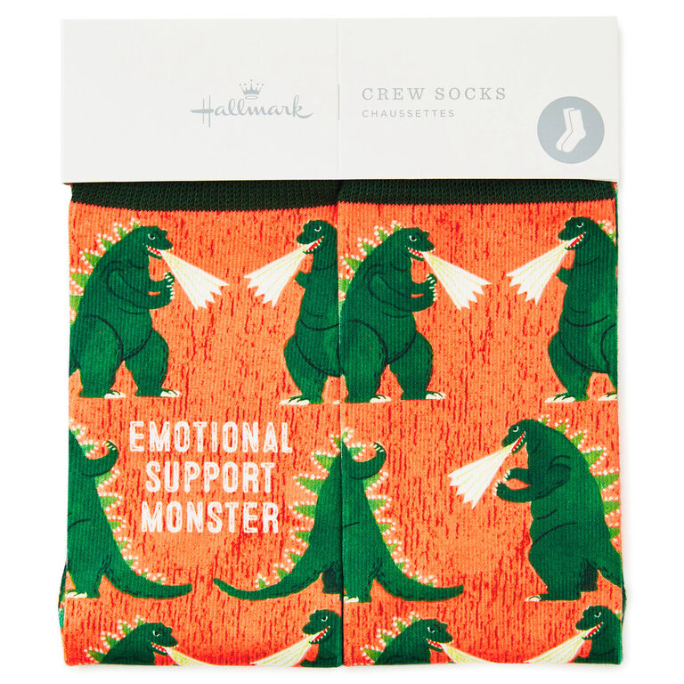 Hallmark Emotional Support Monster Funny Crew Socks