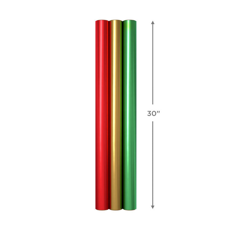 Hallmark Red, Green, Gold Foil 3-Pack Christmas Wrapping Paper, 60 Sq. Ft.