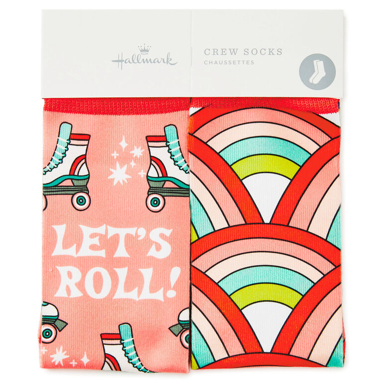 Hallmark Let's Roll Roller Skates Funny Crew Socks