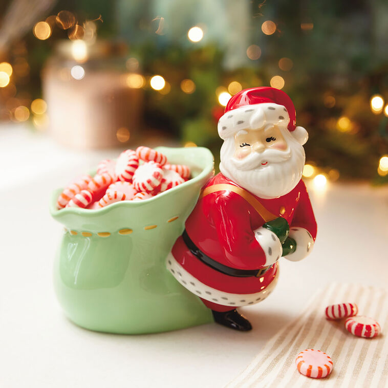 Hallmark Santa With Toy Bag Candy Dish, 7" H