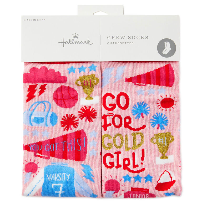 Hallmark Go For Gold, Girl Sporty Fun Crew Socks