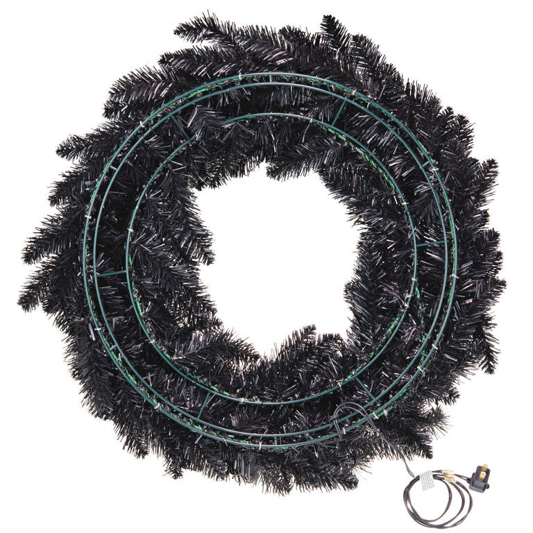 Hallmark Black Pre-Lit Wreath, 30"