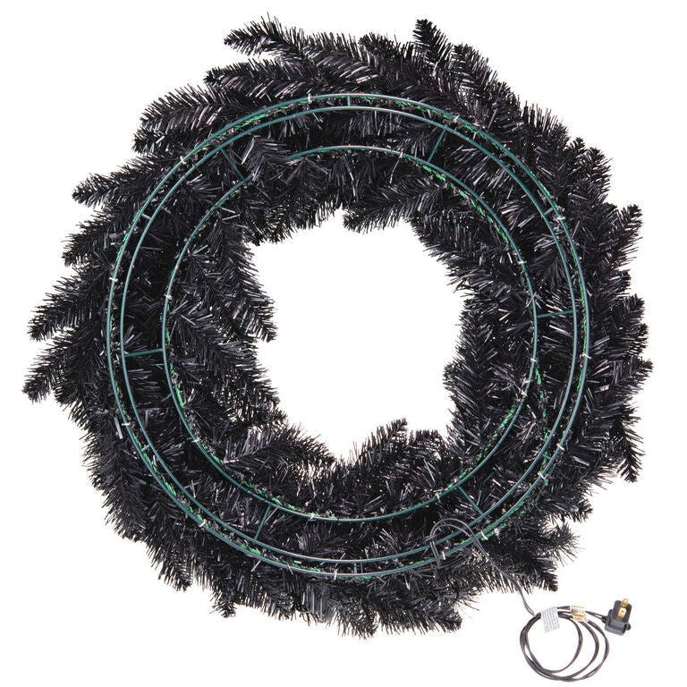 Hallmark Black Pre-Lit Wreath, 30"