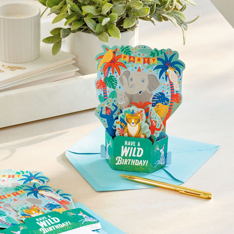 Hallmark Wild Animal Party Boxed Pop-Up Birthday Cards, Pack Of 8