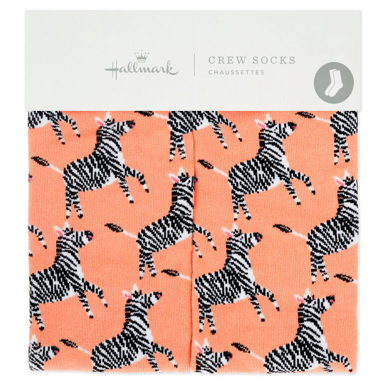 Hallmark Zebra Fun Crew Socks