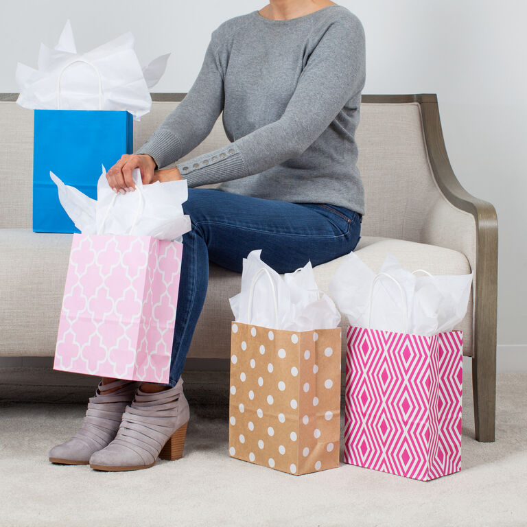 Hallmark 10.7" 12-Pack Assorted Kraft Paper Gift Bags