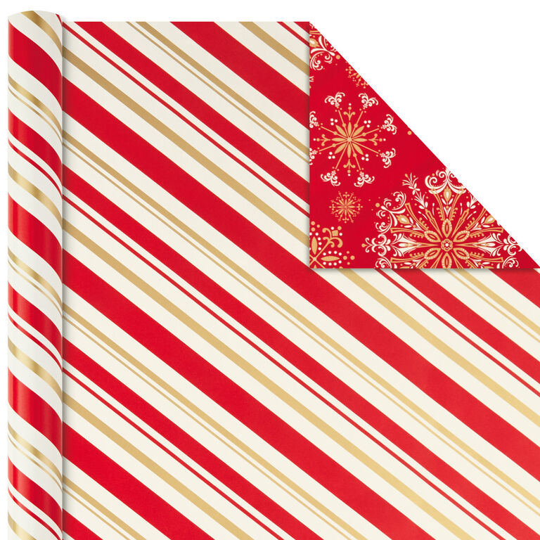 Hallmark Red And Gold 3-Pack Reversible Christmas Wrapping Paper, 120 Sq. Ft.