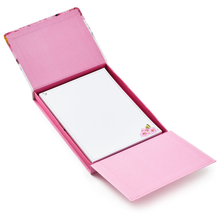 Hallmark Marjolein Bastin Pink Flowers Stationery Set, 40 Sheets