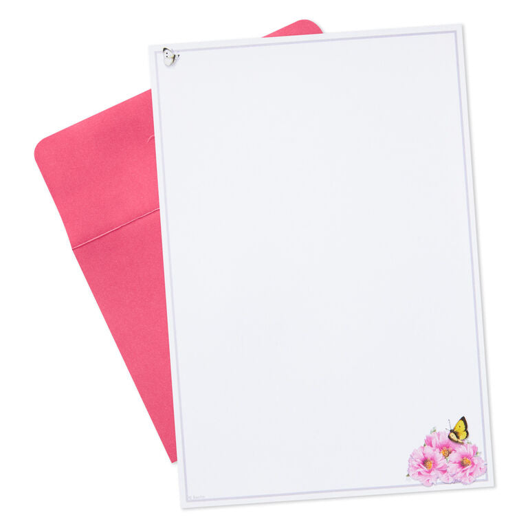 Hallmark Marjolein Bastin Pink Flowers Stationery Set, 40 Sheets
