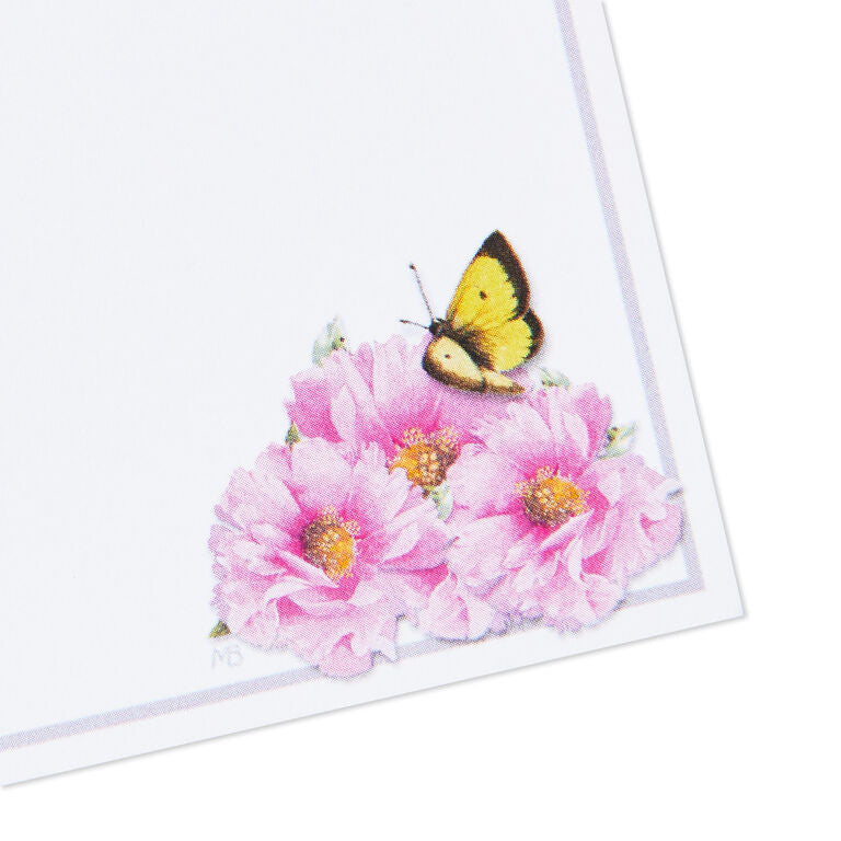 Hallmark Marjolein Bastin Pink Flowers Stationery Set, 40 Sheets