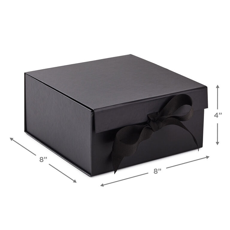 Hallmark 8" Square Black Gift Boxes With Paper Shred, 2-Pack
