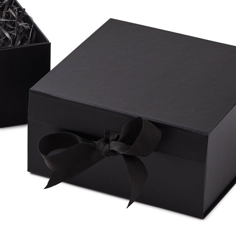 Hallmark 8" Square Black Gift Boxes With Paper Shred, 2-Pack