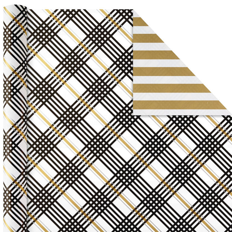 Hallmark Black And Gold 4-Pack Reversible Holiday Wrapping Paper Assortment, 150 Sq. Ft.