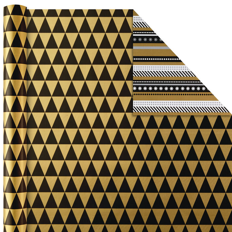 Hallmark Black And Gold 4-Pack Reversible Holiday Wrapping Paper Assortment, 150 Sq. Ft.