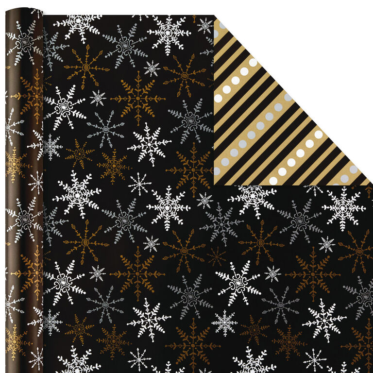 Hallmark Black And Gold 4-Pack Reversible Holiday Wrapping Paper Assortment, 150 Sq. Ft.