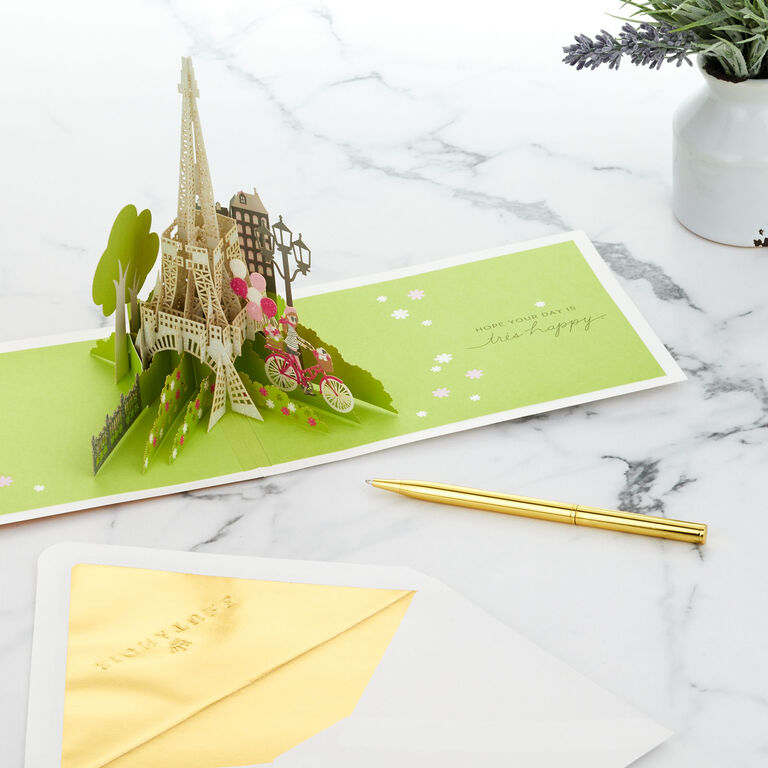 Hallmark Bonjour Eiffel Tower 3D Pop-Up Hello Card