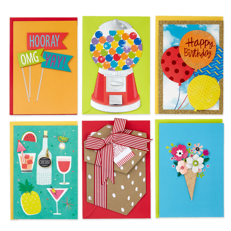 Hallmark Premium Assorted Handmade All-Occasion Cards In Leaf Print Organizer, Box Of 24