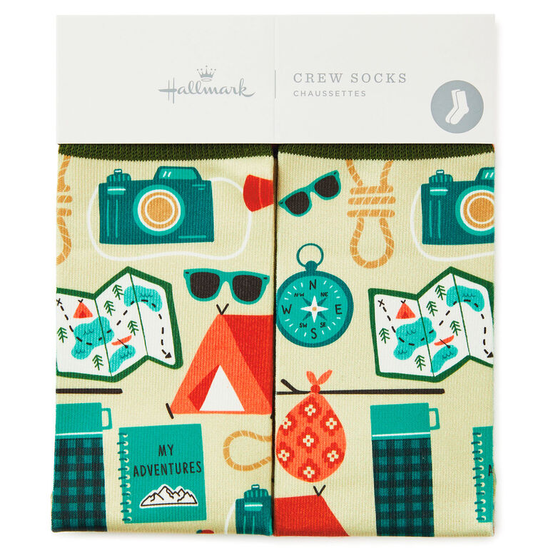 Hallmark Camping Icons Fun Crew Socks