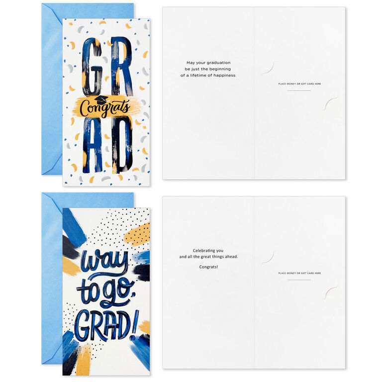 Hallmark Festive Grad Wishes Graduation Cards Assortment, Pack Of 36