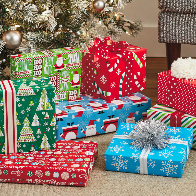 Hallmark Christmas Cheer 4-Pack Reversible Wrapping Paper Assortment, 150 Sq. Ft.