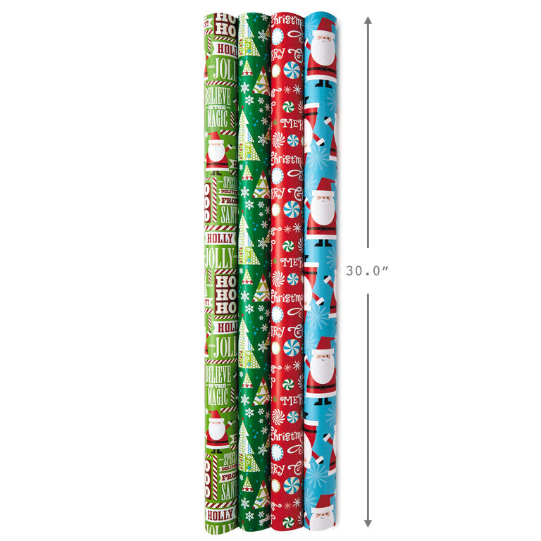 Hallmark Christmas Cheer 4-Pack Reversible Wrapping Paper Assortment, 150 Sq. Ft.