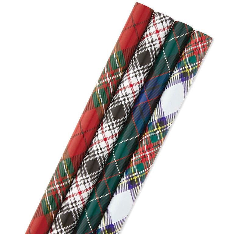 Hallmark Classic Plaids 4-Pack Wrapping Paper Assortment, 120 Sq. Ft.