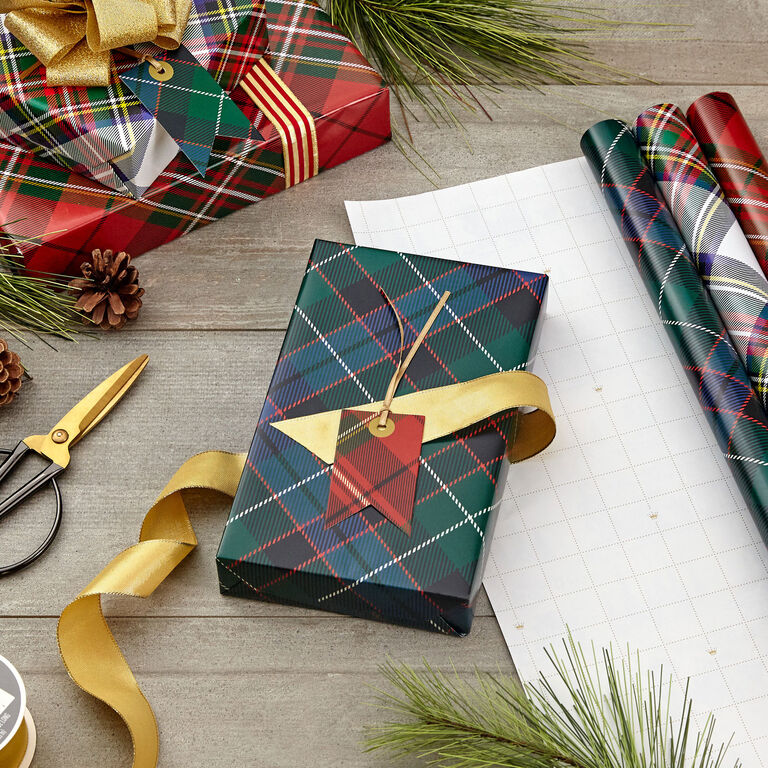 Hallmark Classic Plaids 4-Pack Wrapping Paper Assortment, 120 Sq. Ft.