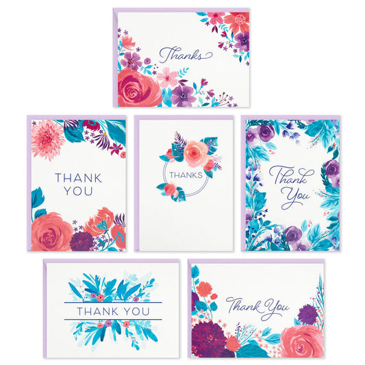 Hallmark Colorful Floral Assorted Blank Thank-You Notes, Box Of 48