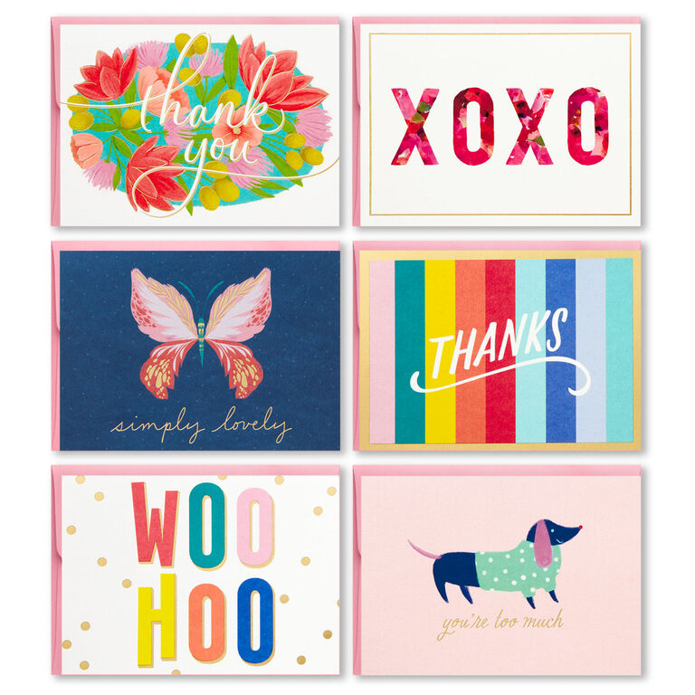 Hallmark Colorful And Fun Assorted Blank Note Cards, Box Of 24