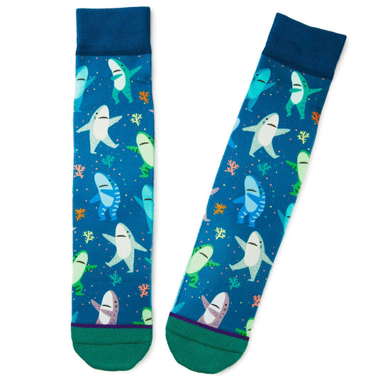 Hallmark Dancing Sharks Fun Crew Socks