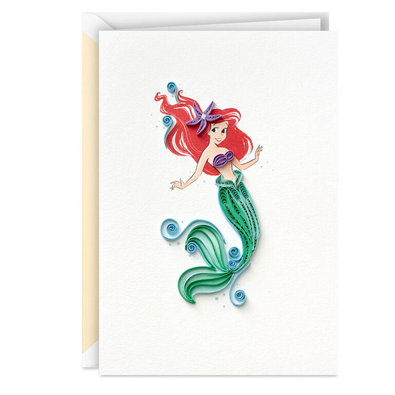 Hallmark Disney The Little Mermaid Ariel Happy Wish Quilled Paper Handmade Card