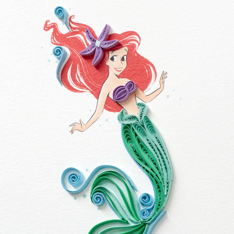 Hallmark Disney The Little Mermaid Ariel Happy Wish Quilled Paper Handmade Card