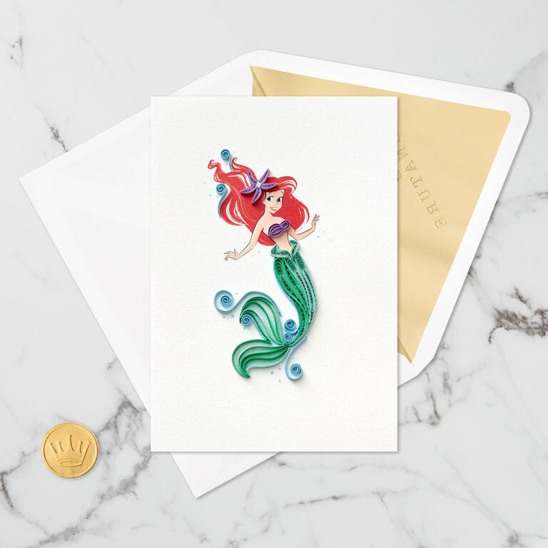 Hallmark Disney The Little Mermaid Ariel Happy Wish Quilled Paper Handmade Card