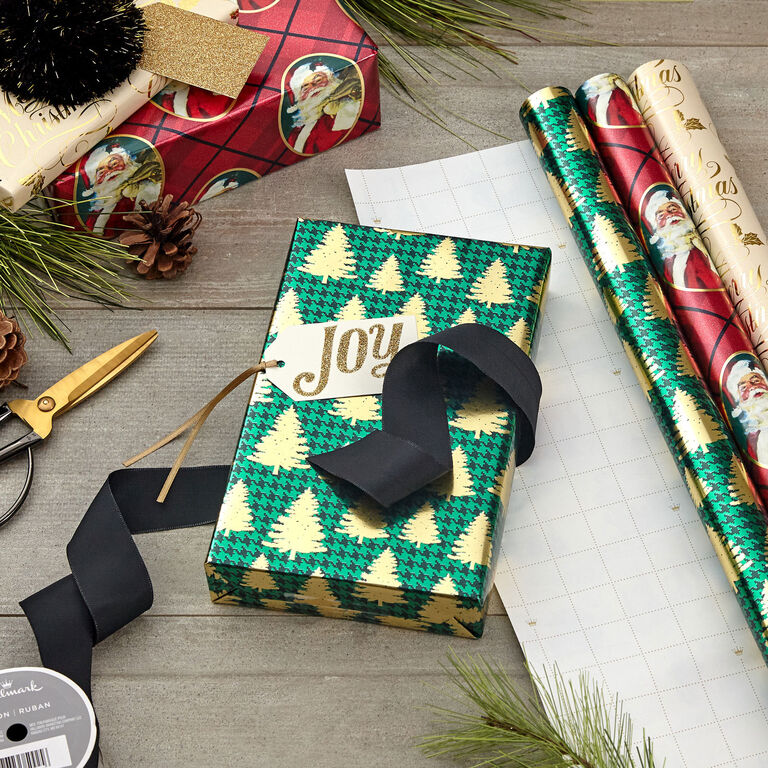 Hallmark Traditional 3-Pack Foil Christmas Wrapping Paper Assortment, 60 Sq. Ft.