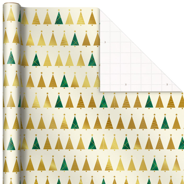 Hallmark Gold And Green 3-Pack Christmas Wrapping Paper Assortment, 120 Sq. Ft.