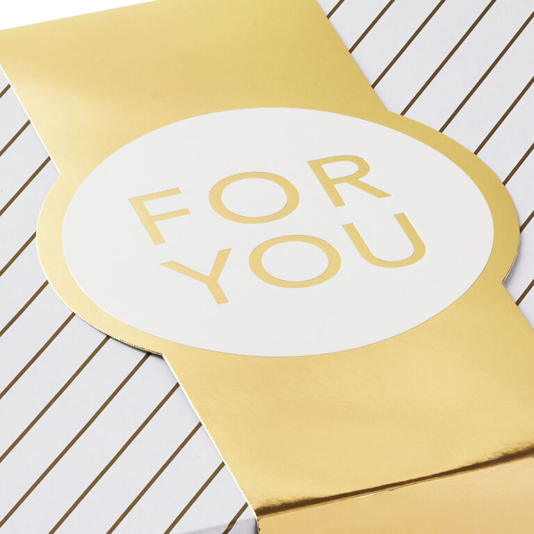 Hallmark 10" Gold And White Striped 2-Pack Gift Boxes With Bands