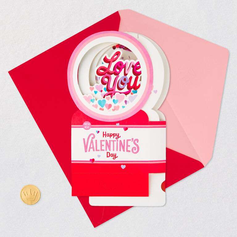 Hallmark All My Love Snow Globe Musical 3D Pop-Up Valentine's Day Card With Motion