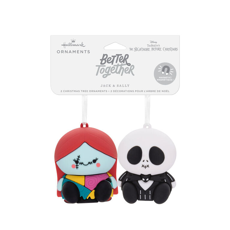  Better Together Disney Tim Burton's The Nightmare Before Christmas Jack And Sally Magnetic Hallmark Ornaments, Set Of 2