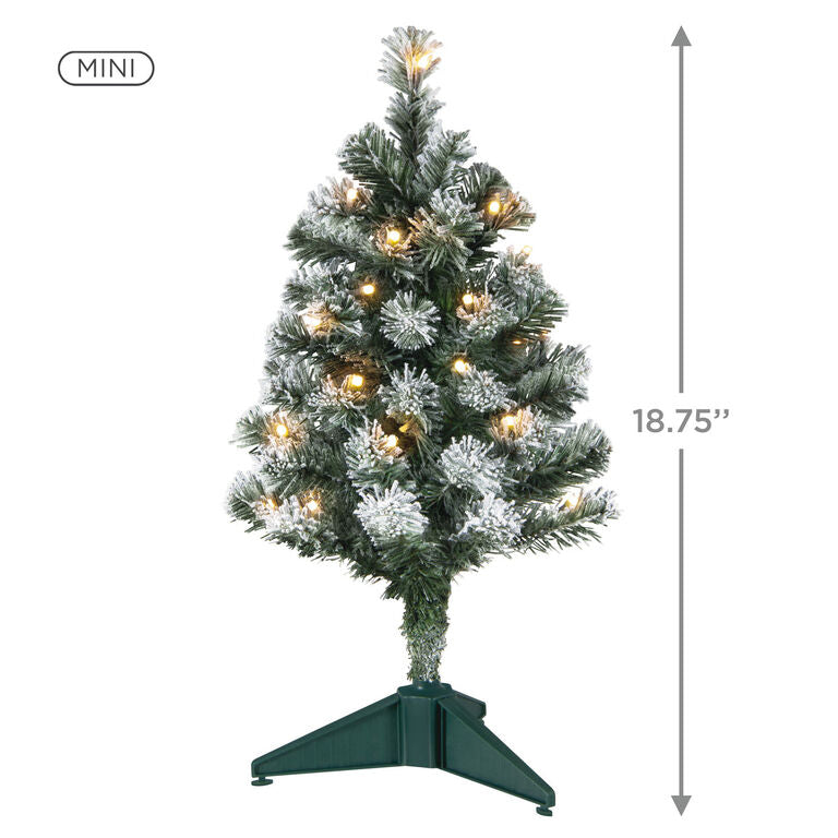 Hallmark Mini Flocked Pre-Lit Christmas Tree, 18.75"
