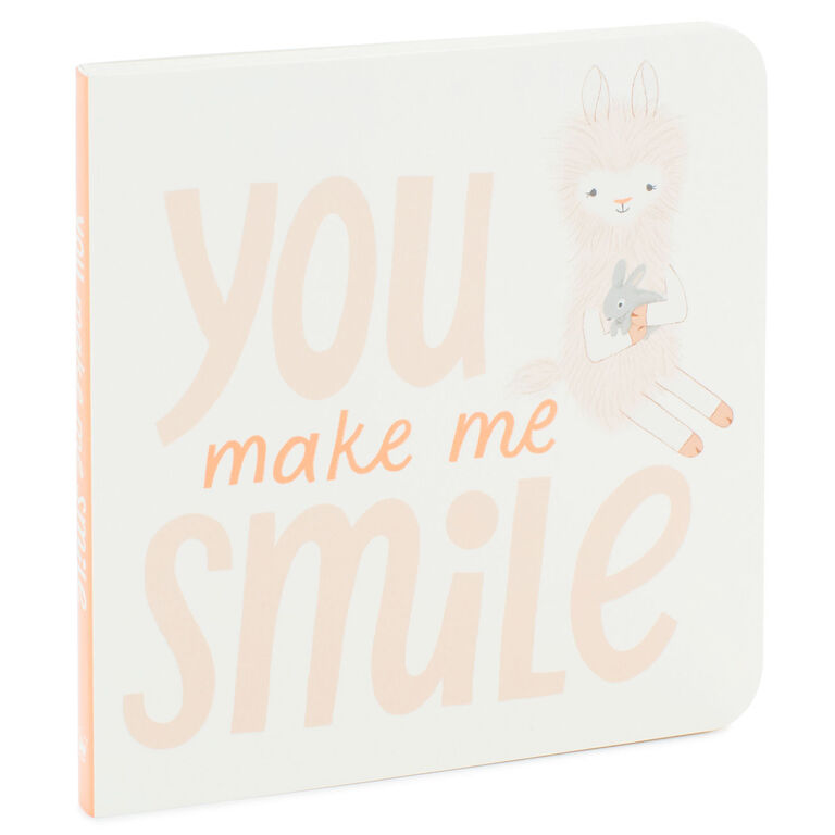 Hallmark MopTops Llama Stuffed Animal With You Make Me Smile Board Book