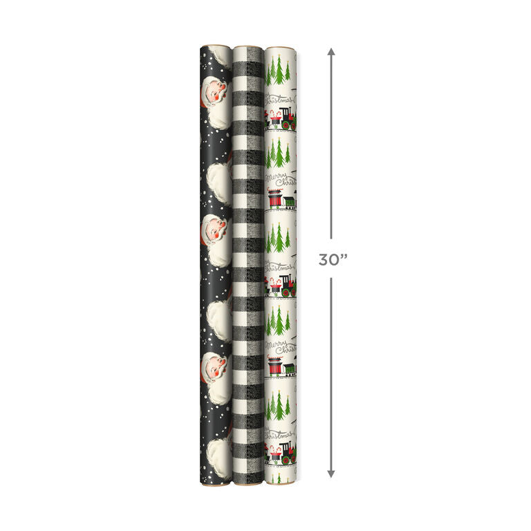 Hallmark Old-Fashioned Christmas 3-Pack Wrapping Paper, 120 Sq. Ft.