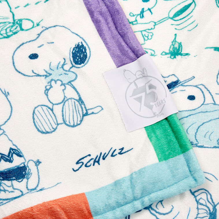 Hallmark Peanuts® 75th Anniversary Through The Years Plush Throw Blanket, 60x52