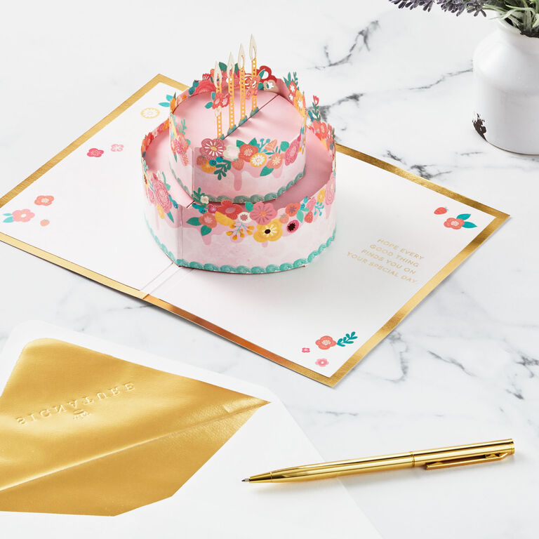 Hallmark Every Good Thing Floral Cake 3D Pop-Up Birthday Card