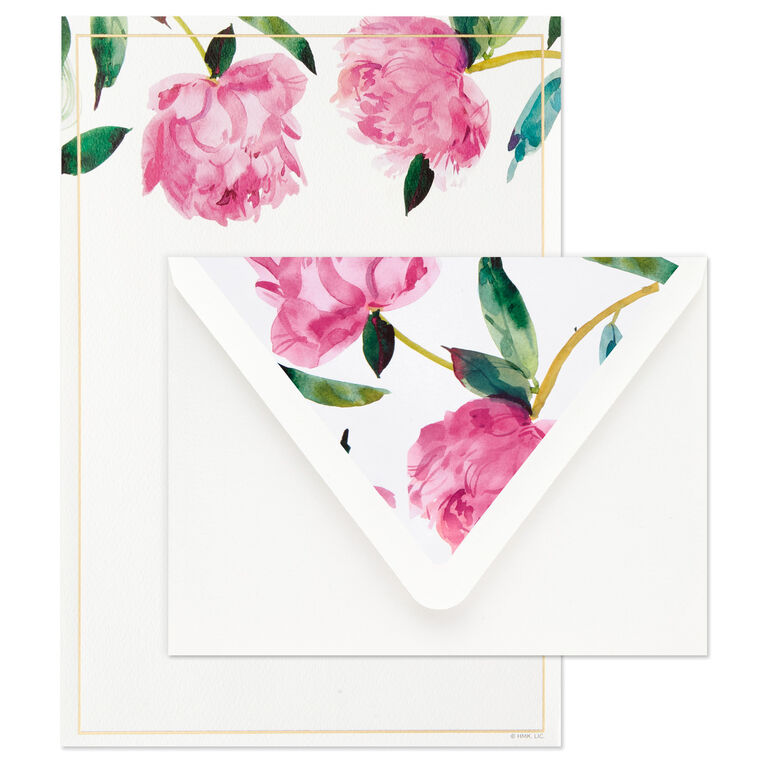 Hallmark Pink Peonies Stationery Set, Box Of 20